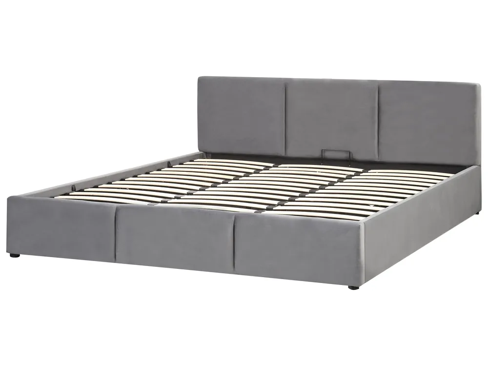 Ottoman Bed BOUSSE Velvet Dark Grey 180 x 200 cm (EU Super King)_862603