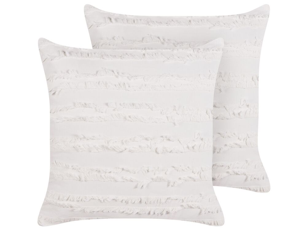 Set of 2 Decorative Cushions MAKNEH 45 x 45 cm Cotton White Solid