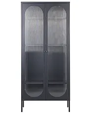 Glass Display Cabinet FOXTON 80 cm Metal Black_1199874