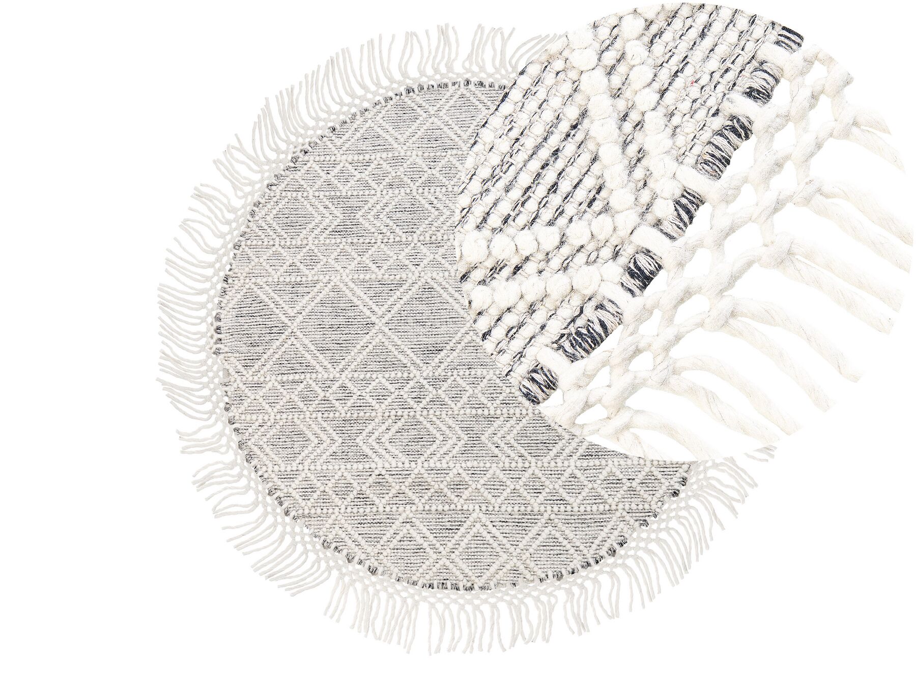 Okrągły dywan wełniany ⌀ 140 cm szary ze złamaną bielą BULDAN_856535