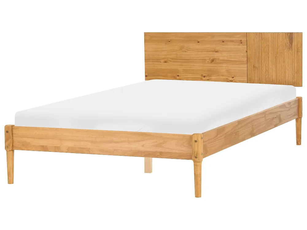 Bett mit Lattenrost Kiefernholz FLAVIGNAC 140 x 200 cm Hellbraun