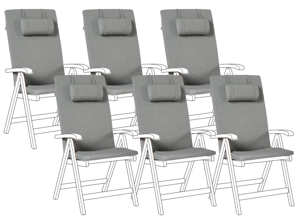 Set di 6 cuscini schienale/seduta JAVA/AMANTEA PREMIUM 50 x 71 cm Grigio melange_1002588