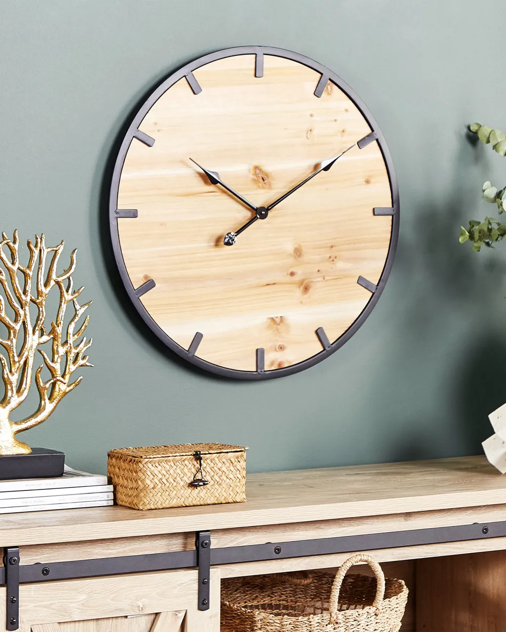 Reloj de pared CABORCA 60 cm Madera de abeto Marrón claro