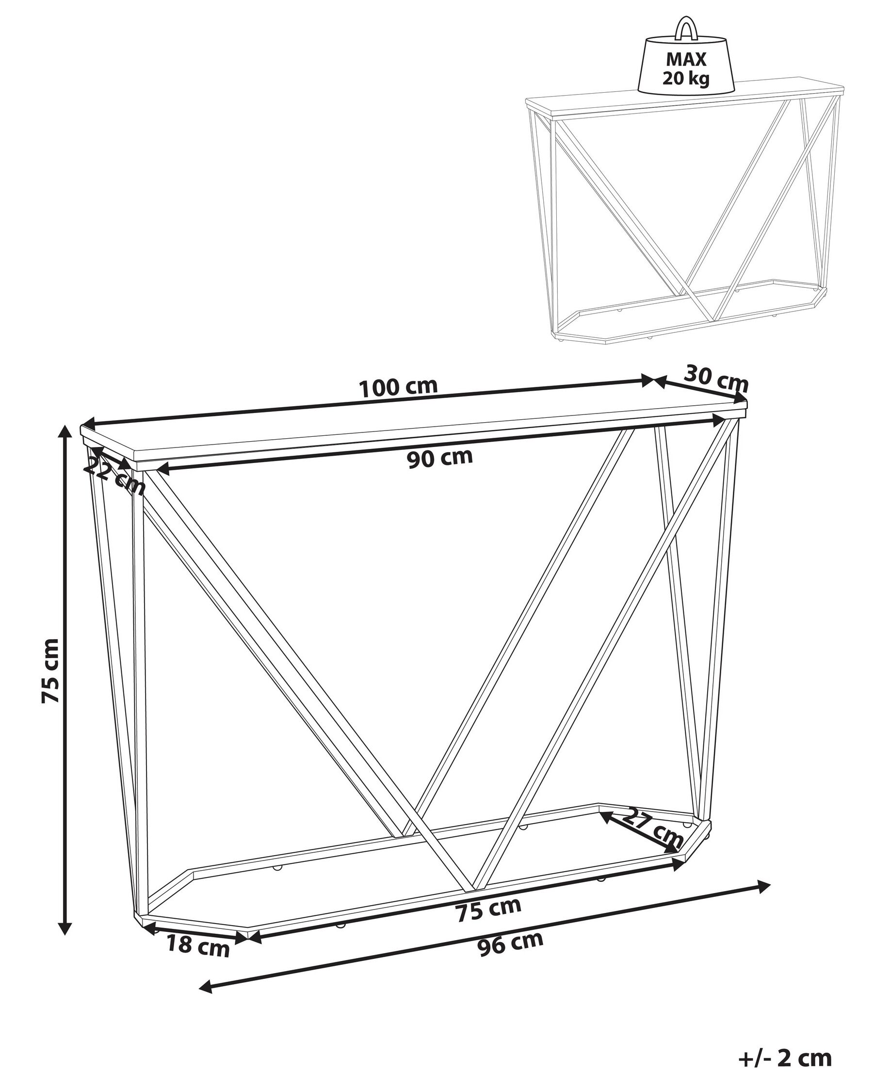 Console Table Marble Effect White with Black HAZEN_873165 Console Table Marble Effect White with Black HAZEN_873165