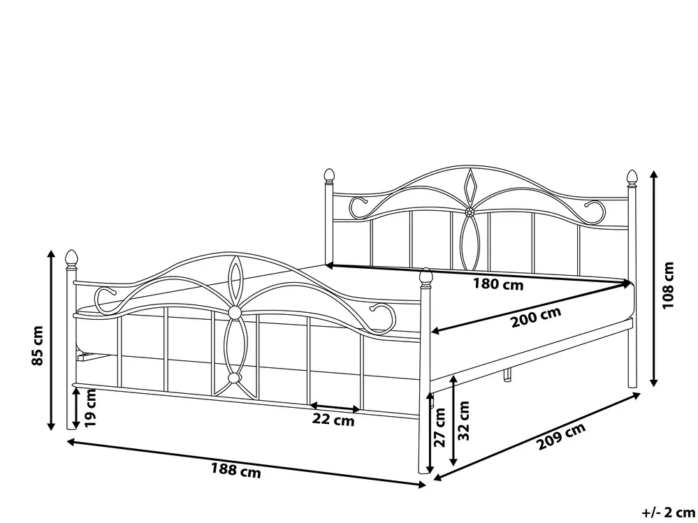 Bed Metal ANTLIA 180 x 200 cm (EU Super King) White_806755