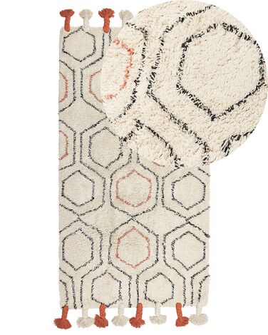 Bavlnený koberec 80 x 150 cm béžová/oranžová HAJIPUR