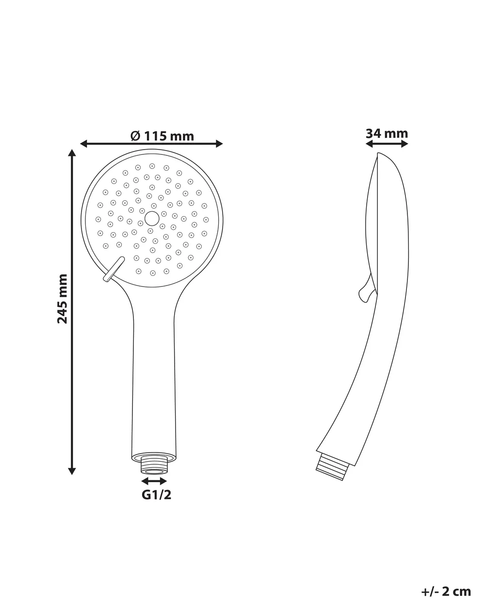 Shower Head and Hose Kit TARMA 4-function Black_988531