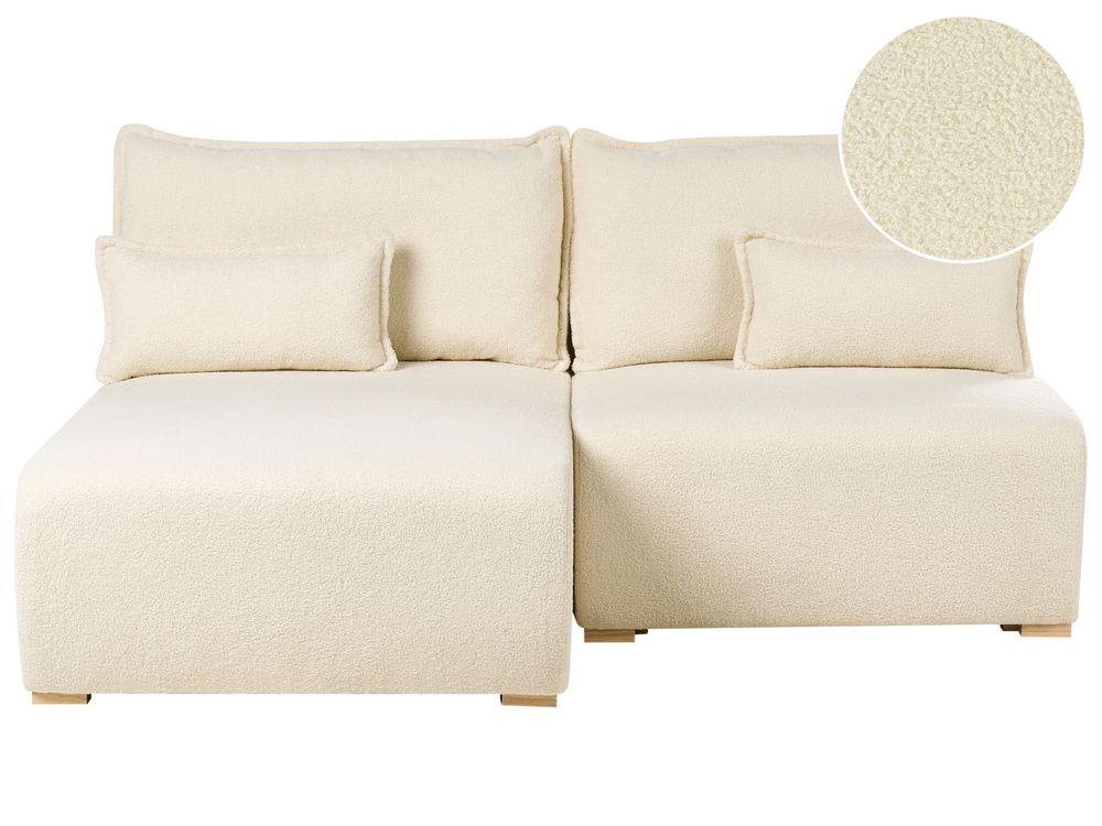 Modul Ecksofa NERBO Bouclé Cremeweiss rechtsseitig
