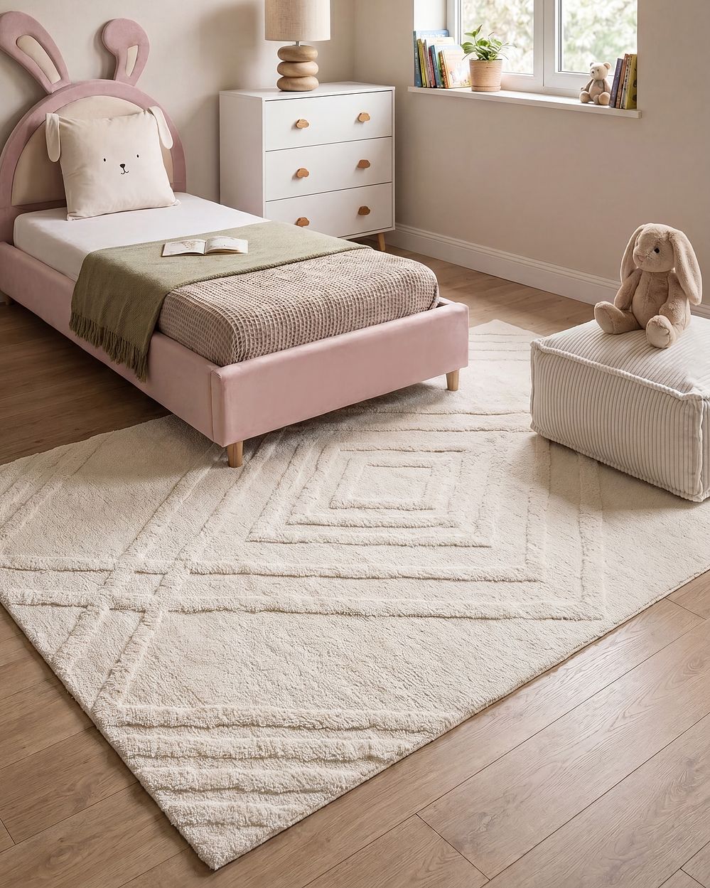 Rug ZIRO  Light Beige 160 x 230 cm Cotton