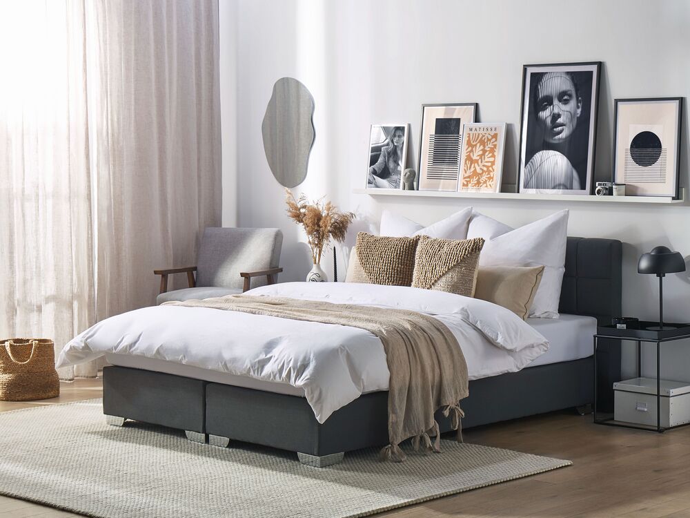 Divan Bed Fabric ADMIRAL 180 x 200 cm (EU Super King) Dark Grey