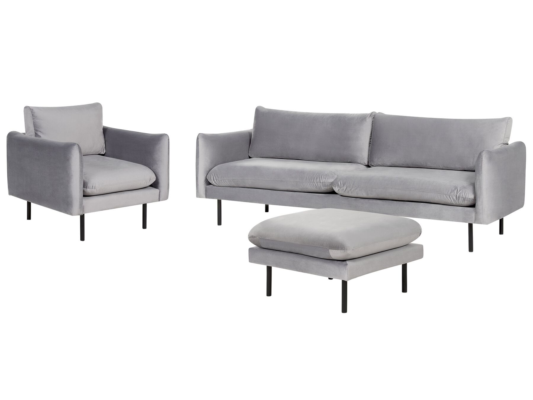 Sofa Set Samtstoff grau 4-Sitzer mit Ottomane VINTERBRO_900586