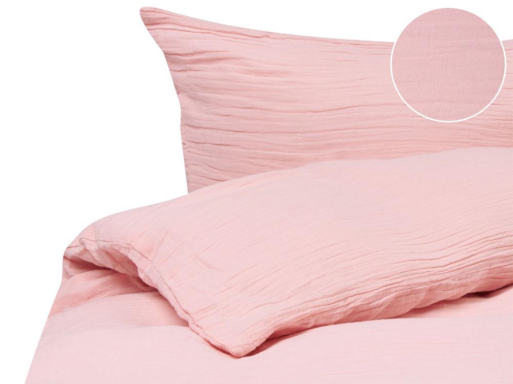 Bettwäsche-Set SUMNER 150 x 200 cm Baumwollmusselin Pastellrosa