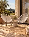 Conjunto de 2 sillas de jardín ACAPULCO II Ratán sintético Blanco