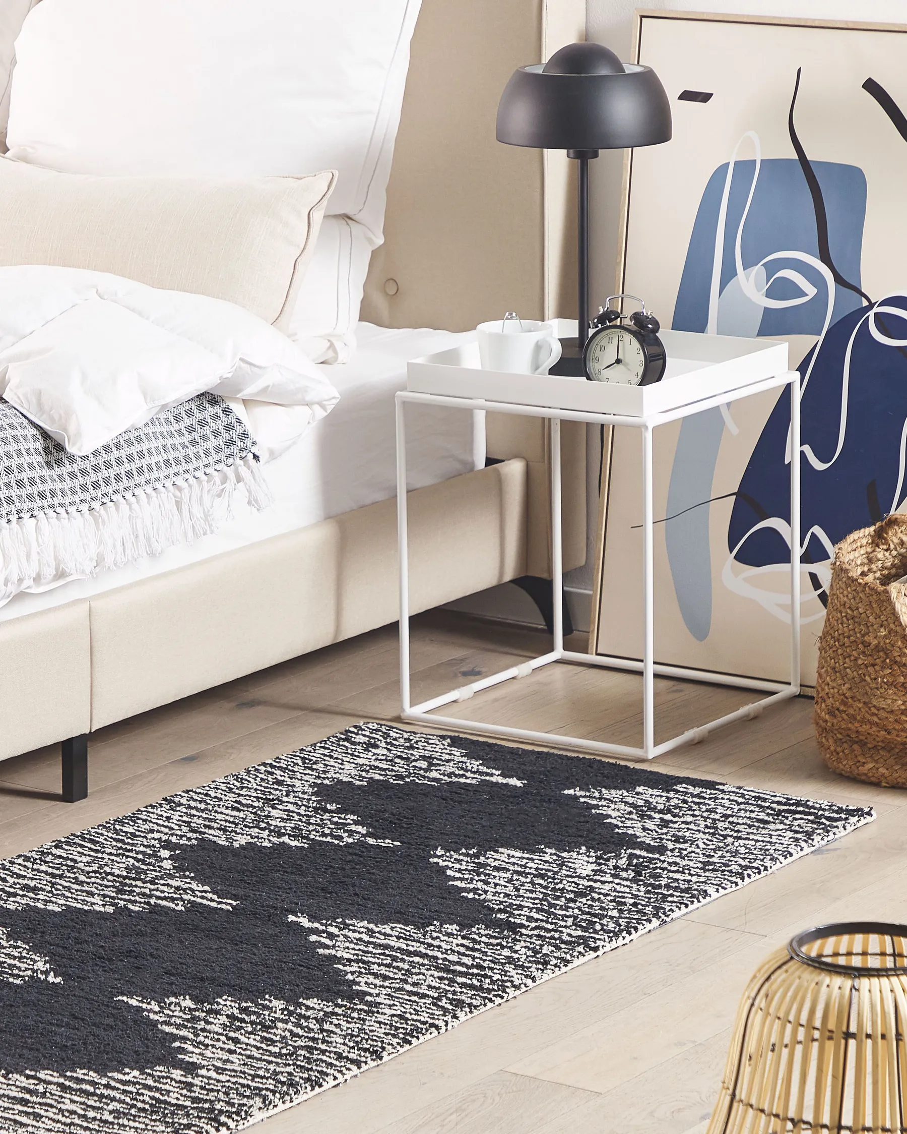 Rug BATHINDA Black/ White 80 x 150 cm Cotton_817011