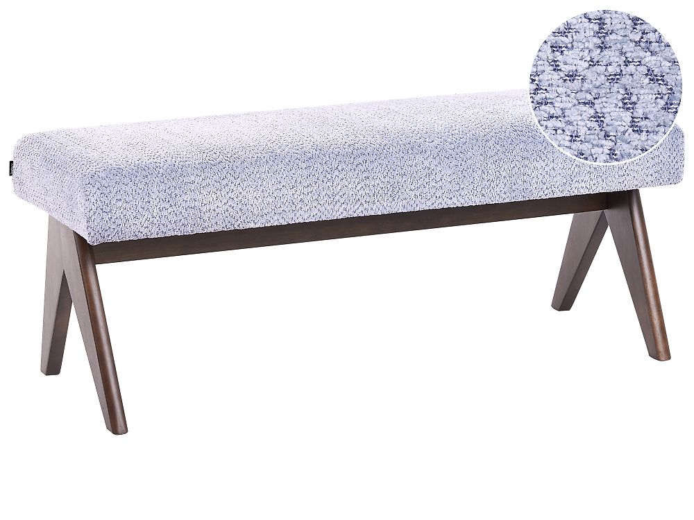 Upholstered Bench TAMRE Chenille Light Blue/ Dark Brown
