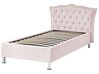 Rózsaszín bársony ágyneműtartós ágy 90 x 200 cm METZ_861419