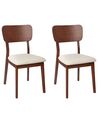  Set of 2 Wooden Dining Chairs Dark Wood and Light Beige MINIER_926523