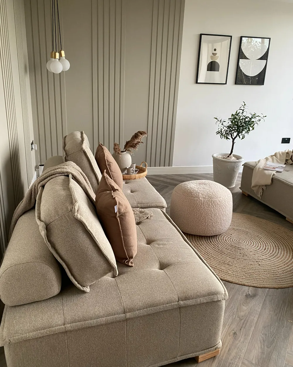 Set da salotto modulare 4 posti TIBRO Tessuto Beige chiaro_981123