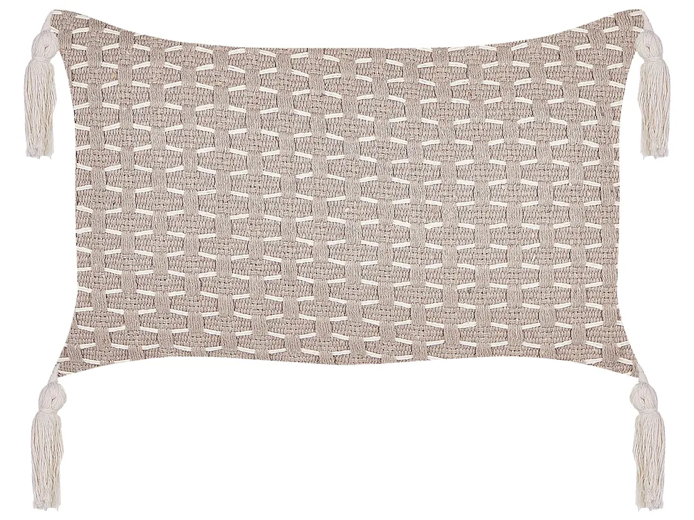 Zestaw 2 poduszek dekoracyjnych HAKONE 45 x 25 cm Beżowoszary Wzór geometryczny_856429