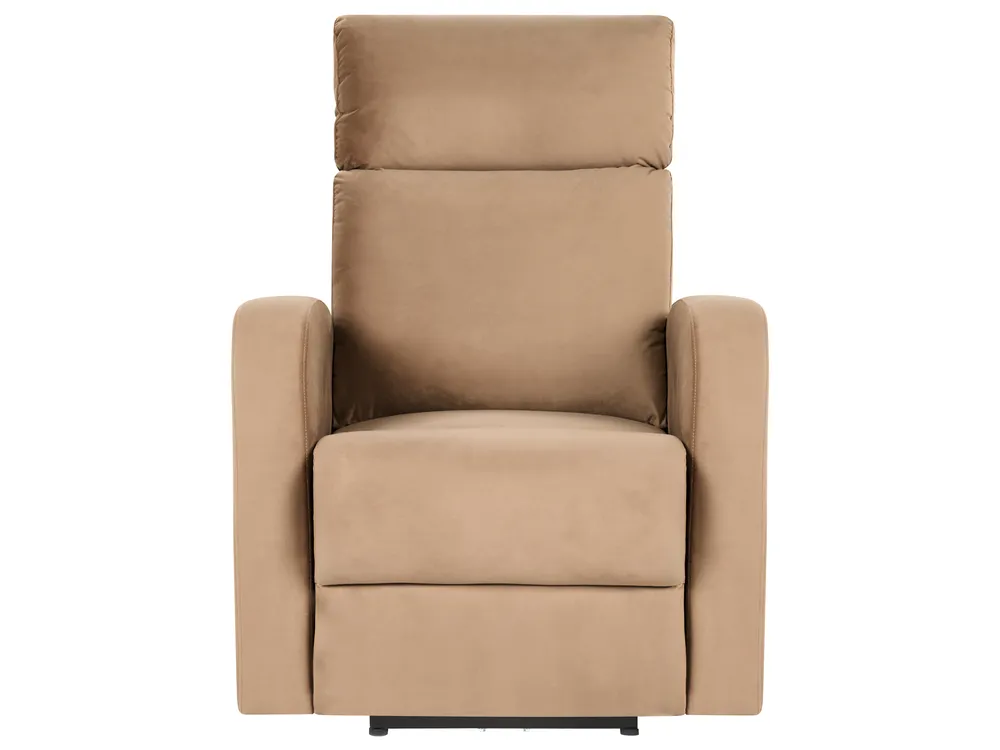 Electric Recliner Living Room Set 3 Seater VERDAL Velvet Light Brown_1081404