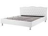 Bílá kožená postel Chesterfield s úložištěm 180x200 cm METZ_240303
