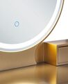 Toaletka 4 szuflady lustro LED ze stołkiem szaro-złota FEDRY_844797