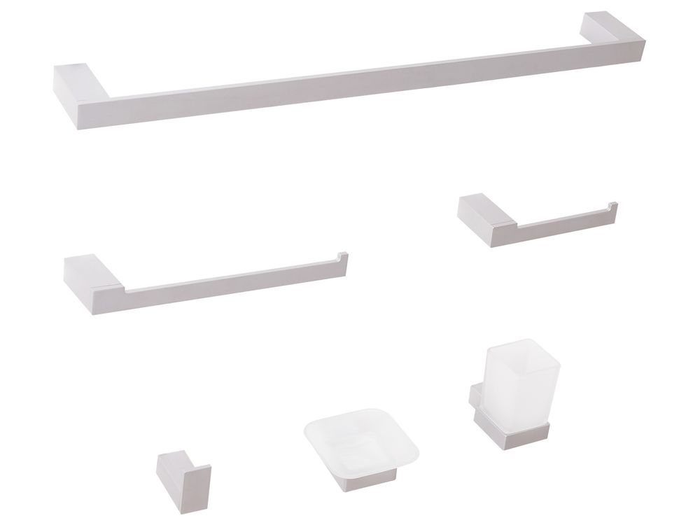 Lot de 6 pièces de quincaillerie pour salle de bain TUMACO avec porte-serviettes et crochets Argenté