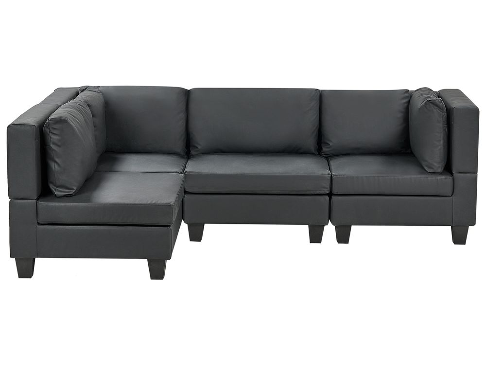 Canapé d'angle modulable 4 places UNSTAD Cuir PU Noir Côté droit