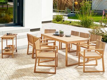 8 Seater Certified Acacia Wood Garden Dining Set with Trolley SASSARI II