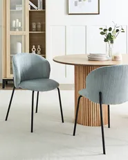 Set di 2 sedie da pranzo MILES Velluto a coste Azzurro_962595
