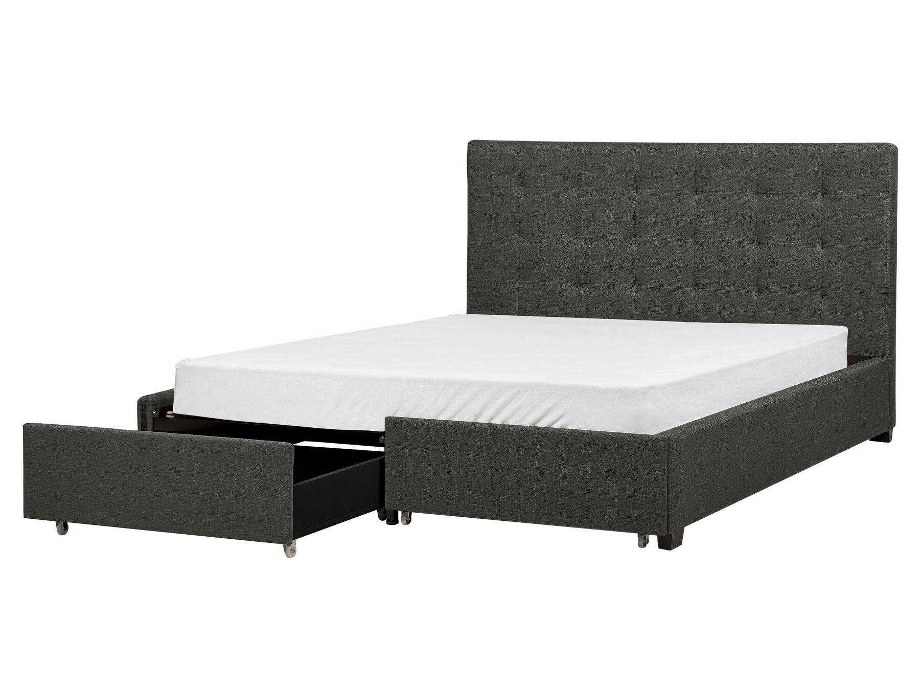 Fabric EU King Size Bed with Storage Dark Grey LA ROCHELLE_904615