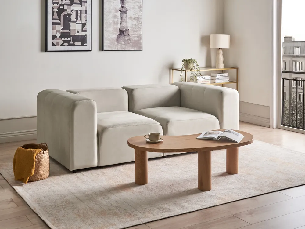 Sofa modułowa dla 2 osób FALSTERBO Welur Jasnobeżowy