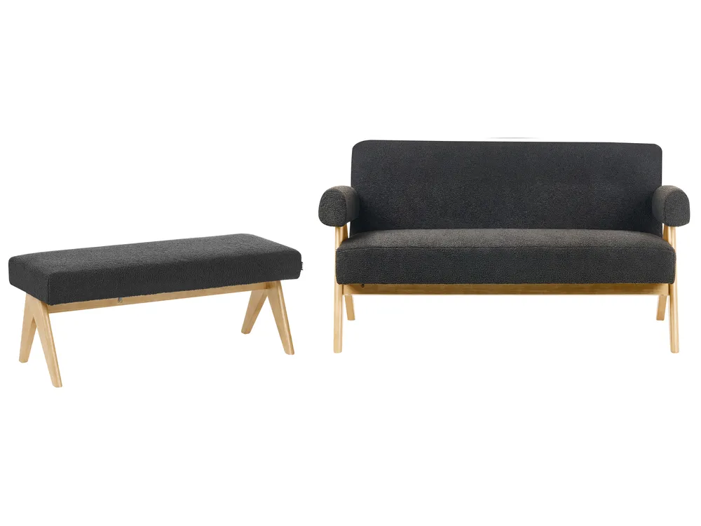 Set da salotto TAMRE Bouclé Nero/Marrone chiaro_985425