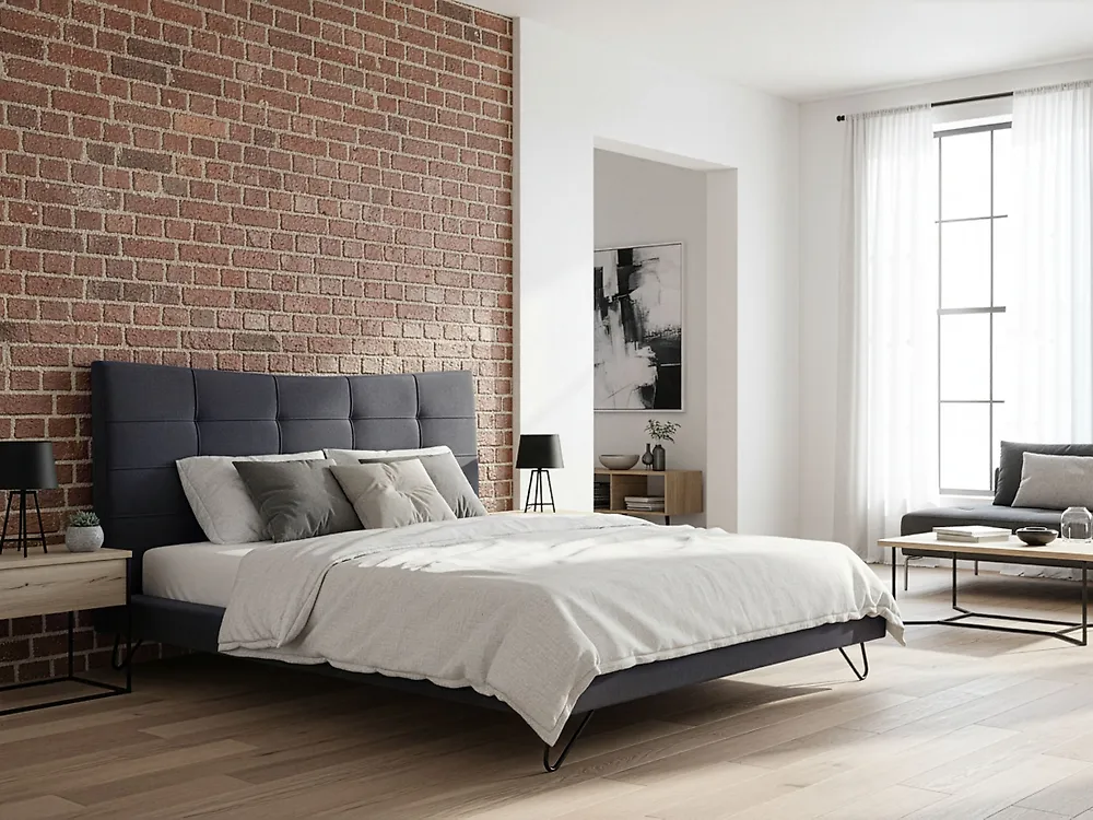 Lit avec sommier Velours LANNION 180 x 200 cm Gris foncé_1177372