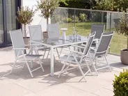 Garden Dining Table CATANIA 160 cm 91 cm Glass Grey_741381