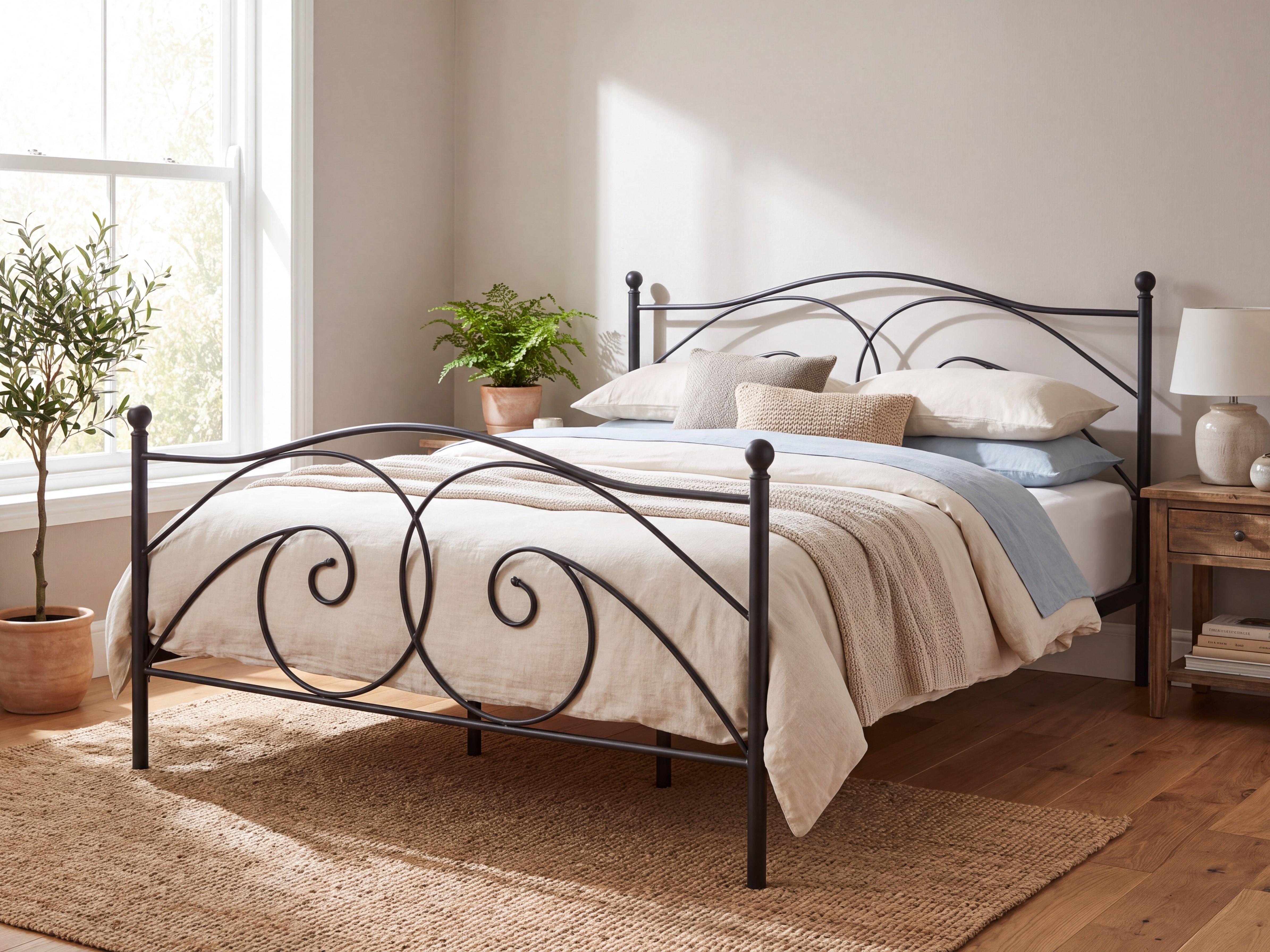 Letto Metallo DINARD 140 x 200 cm Nero