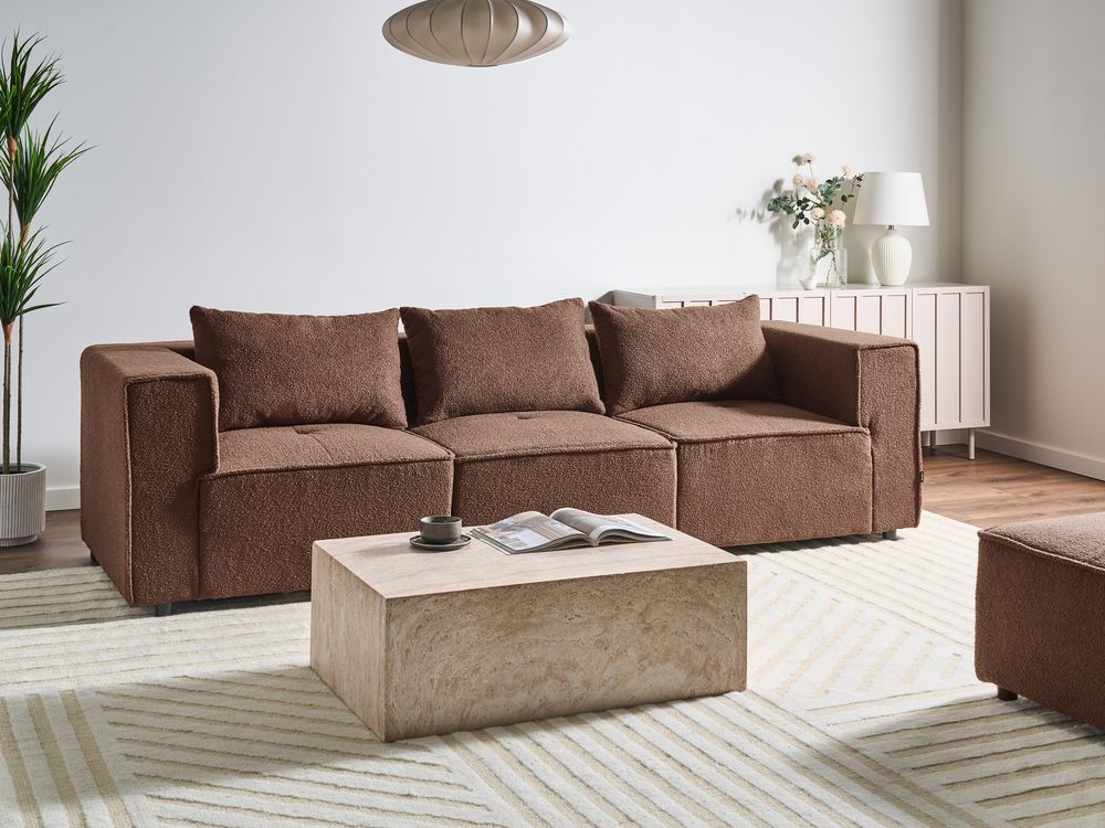 Sofa modułowa dla 3 osób AXEBO Boucle Brązowy