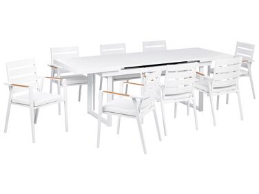 Gartenmöbel Set Aluminium weiß 8-Sitzer Auflagen weiß VALCANETTO/TAVIANO
