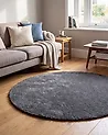 Shaggy Rug DEMRE Dark Grey ø 140 cm