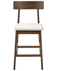 Set of 2 Bar Chairs ISANTI Wood Dark Brown/ Taupe_1031587
