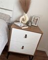 2 Drawer Bedside Table Dark Wood with White NUEVA_924532