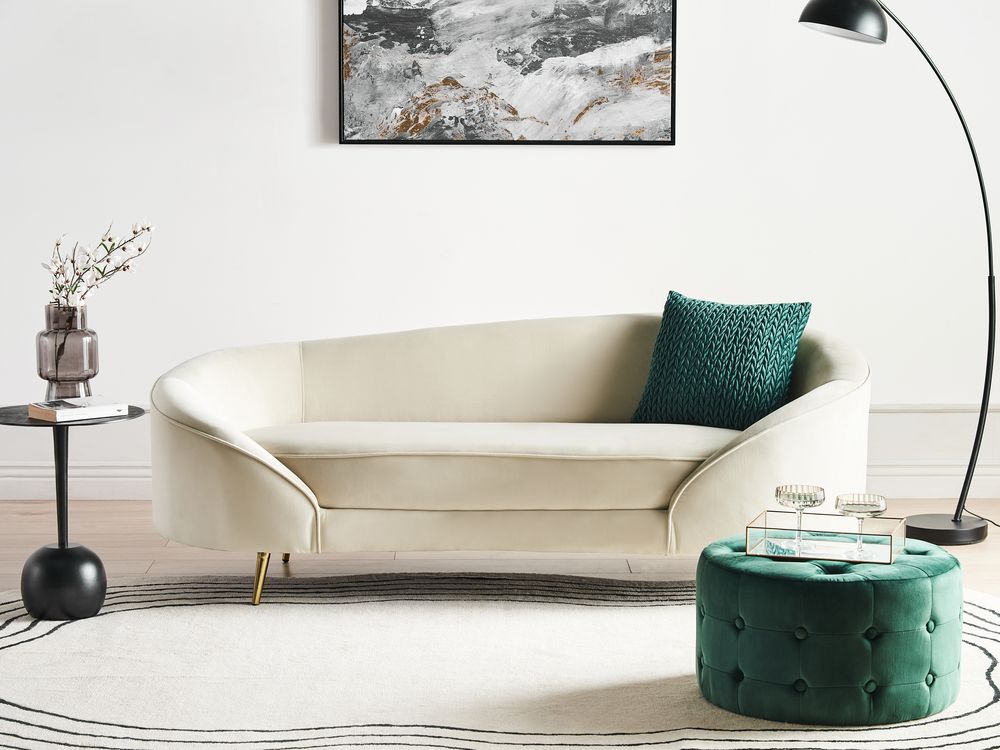 Canapé 2 places SAVAR Velours Beige clair