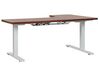 Rohový elektricky nastavitelný psací stůl levostranný 160 x 110 cm tmavé dřevo/bílý DESTIN II_795517