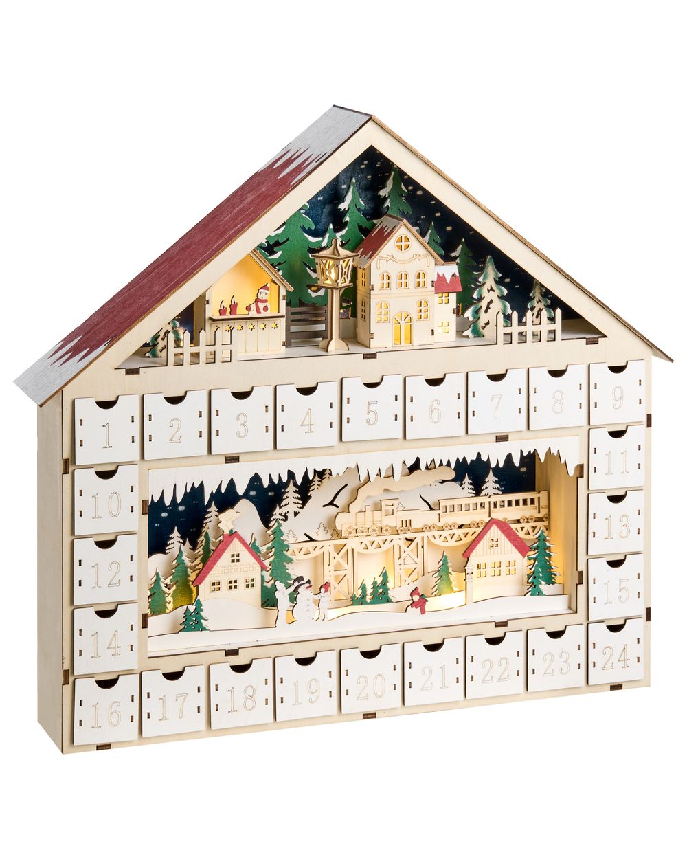 Christmas Decoration LED NISSER 44 cm Advent Calendar Light Brown
