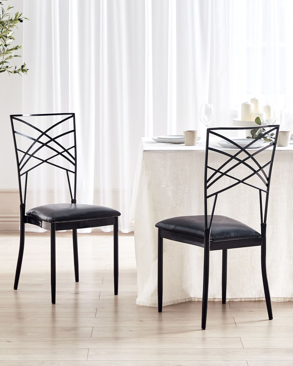 Set of 2 Dining Chairs GIRARD Metal Black