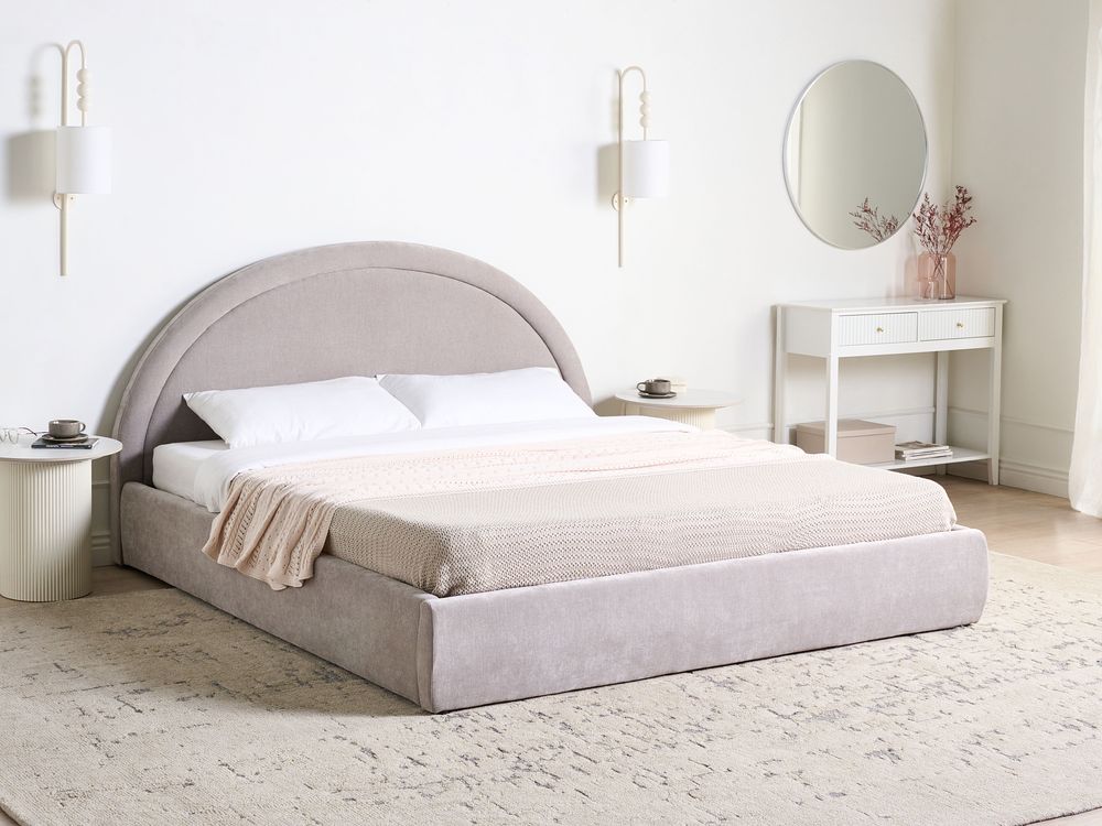 Ottoman Bed MOUZON Chenille Taupe 180 x 200 cm (EU Super King)