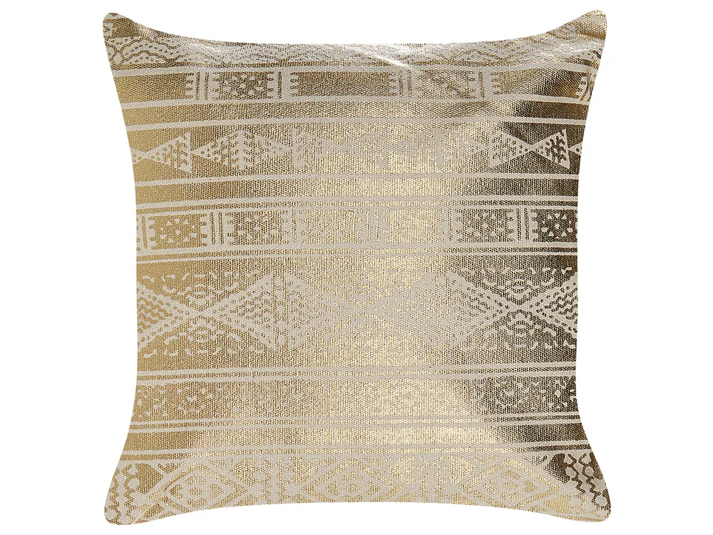 Conjunto de 2 almofadas decorativas OUJDA 50 x 50 cm Algodão Dourado Padrão geométrico_831048