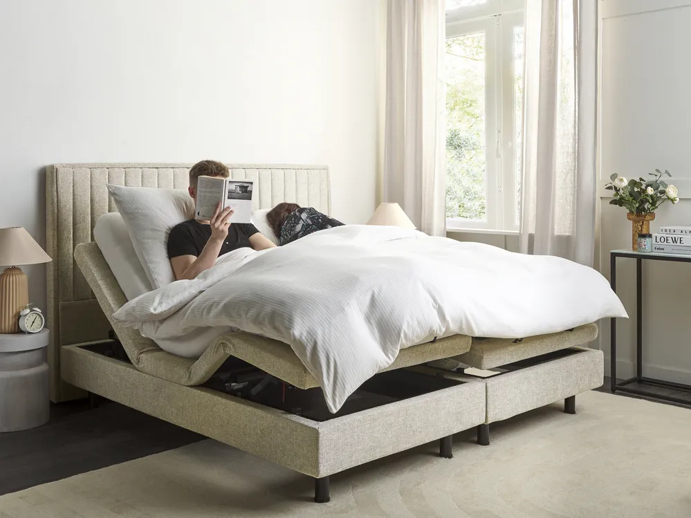 Verstelbaar bed Stof DUKE II 160 x 200 cm Beige_989020