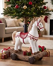 Christmas Tree Stand TEPASTO 48 cm Rocking Horse White_1185193
