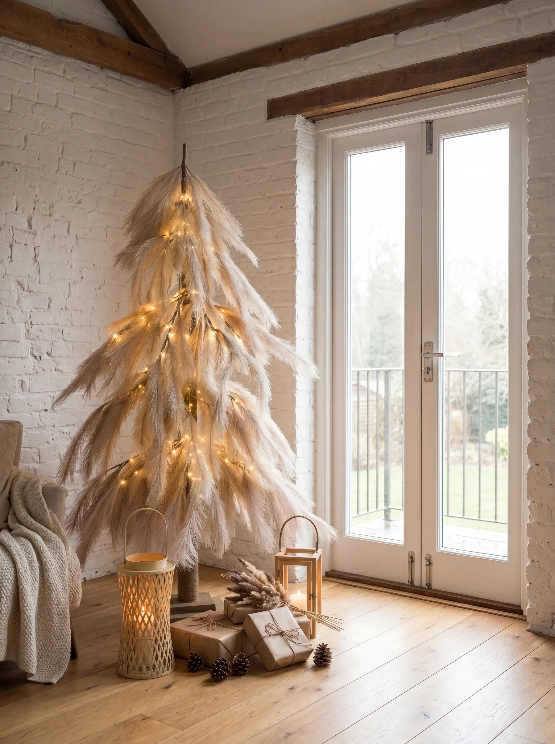 Decorazione per esterni LED BIFROST 123 cm Albero di Natale Beige_1025778